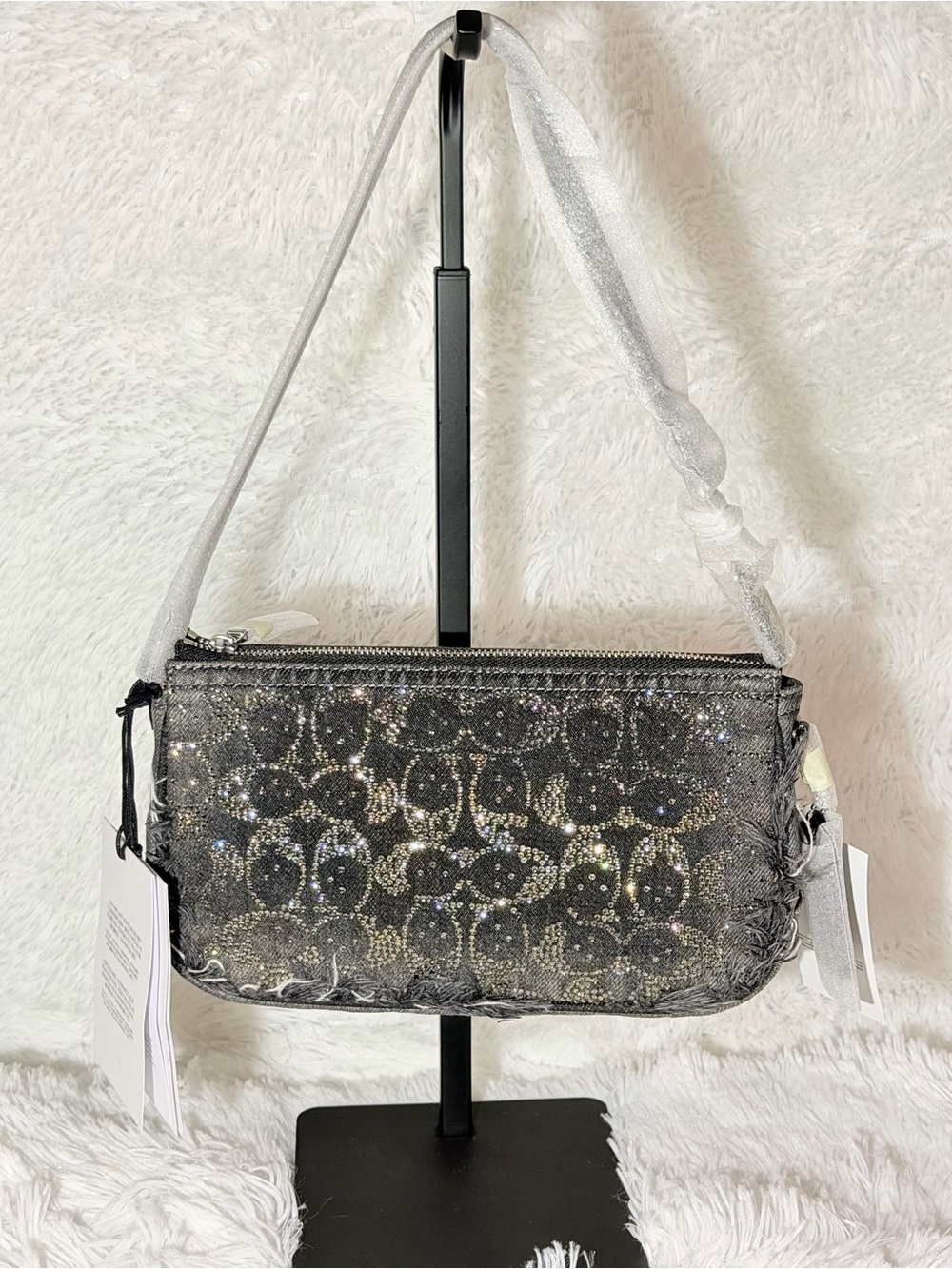 COACH Plaza Regenerative Cottn Denim W/Loved Crystal Signature Shoulder Bag NWT